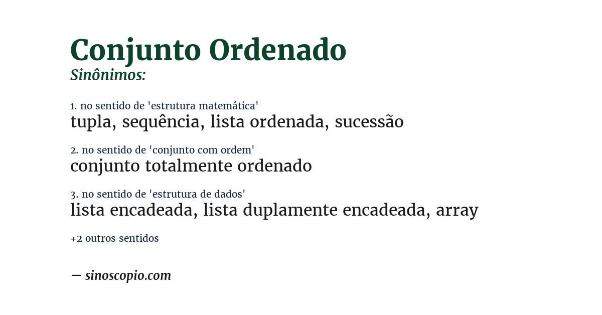 Sinônimo de conjunto ordenado