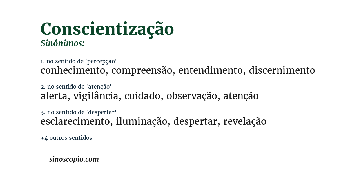Sinônimo de conscientização