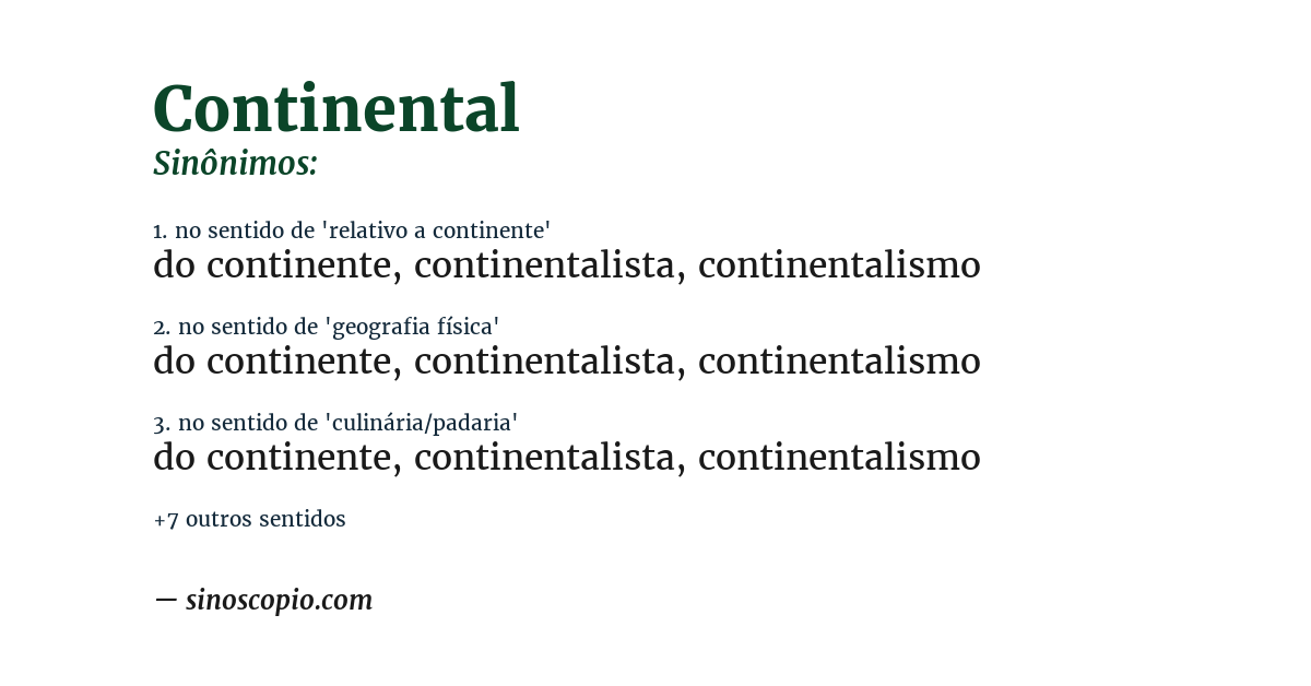Sinônimo de continental