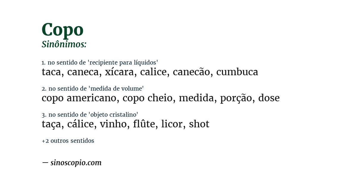 Sinônimo de copo