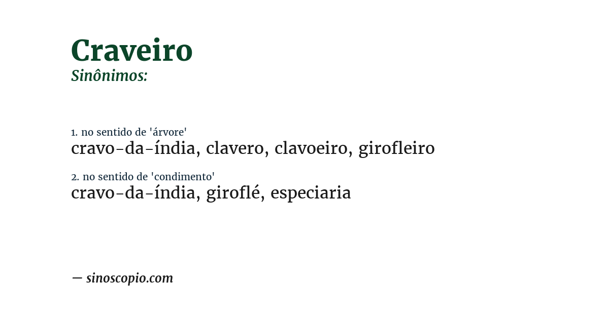 Sinônimo de craveiro