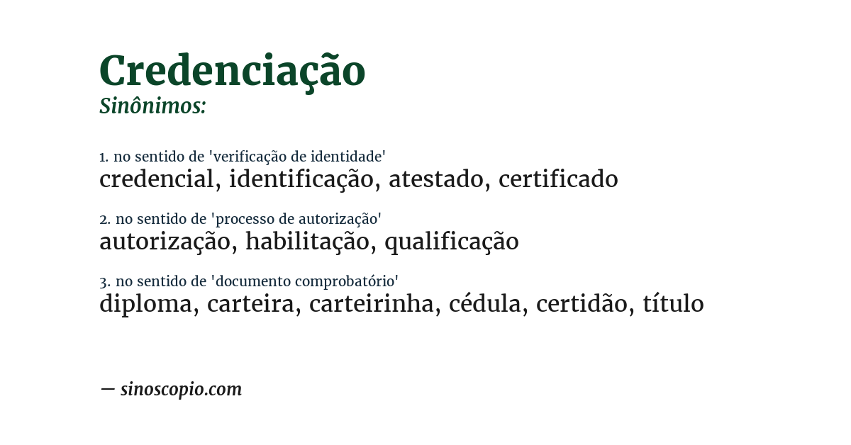 Sinônimo de credenciação