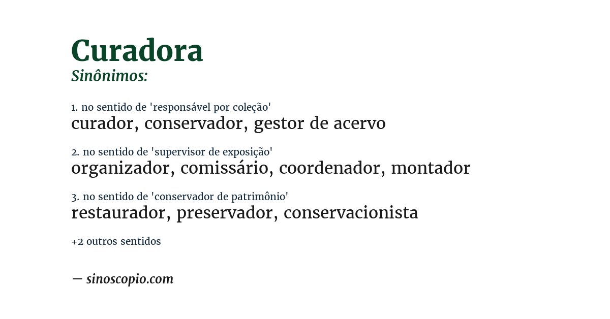 Sinônimo de curadora