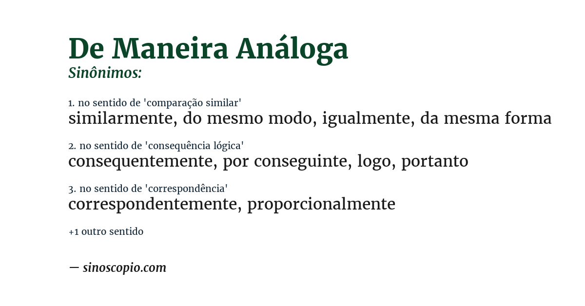 Sinônimo de de maneira análoga