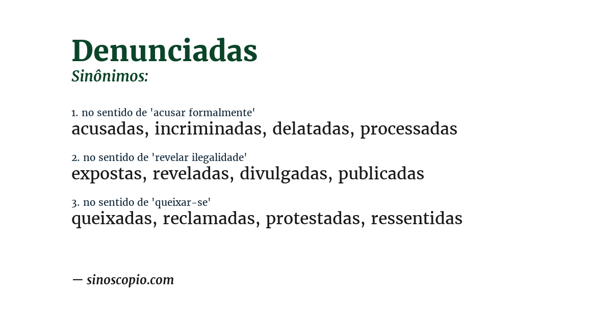 Sinônimo de denunciadas