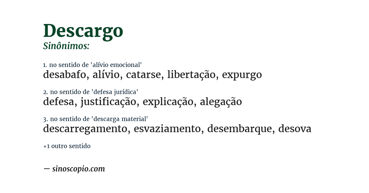 Sinônimo de descargo