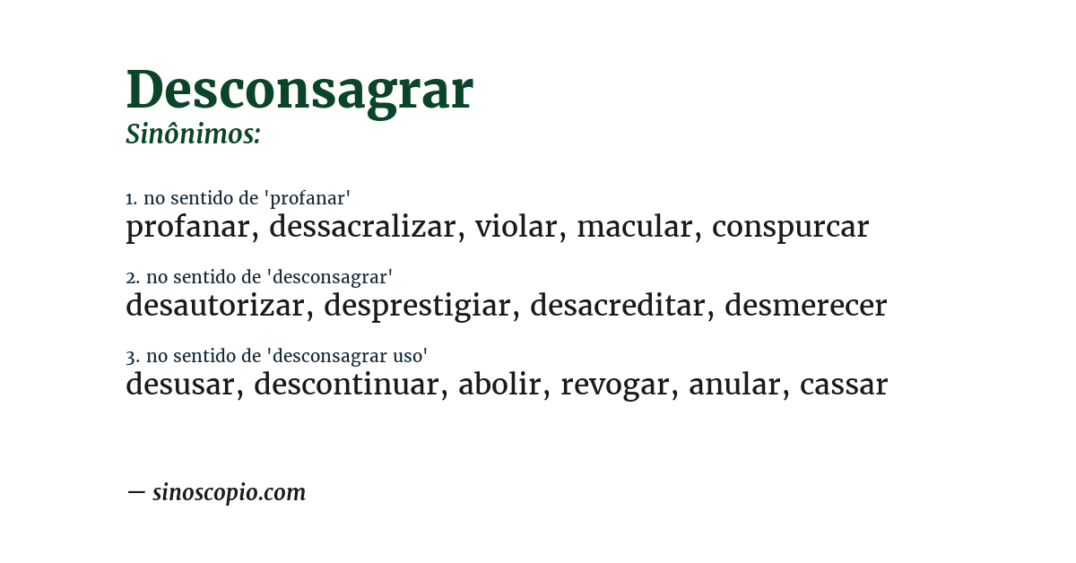 Sinônimo de desconsagrar
