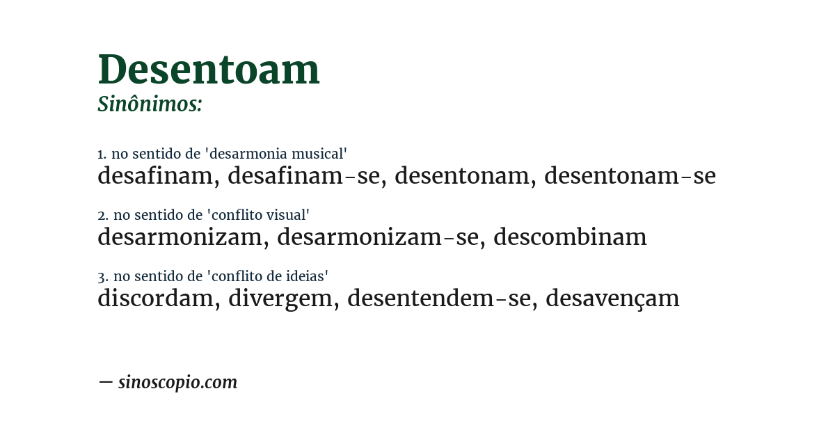 Sinônimo de desentoam
