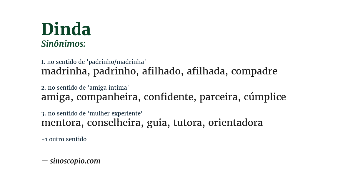 Sinônimo de dinda