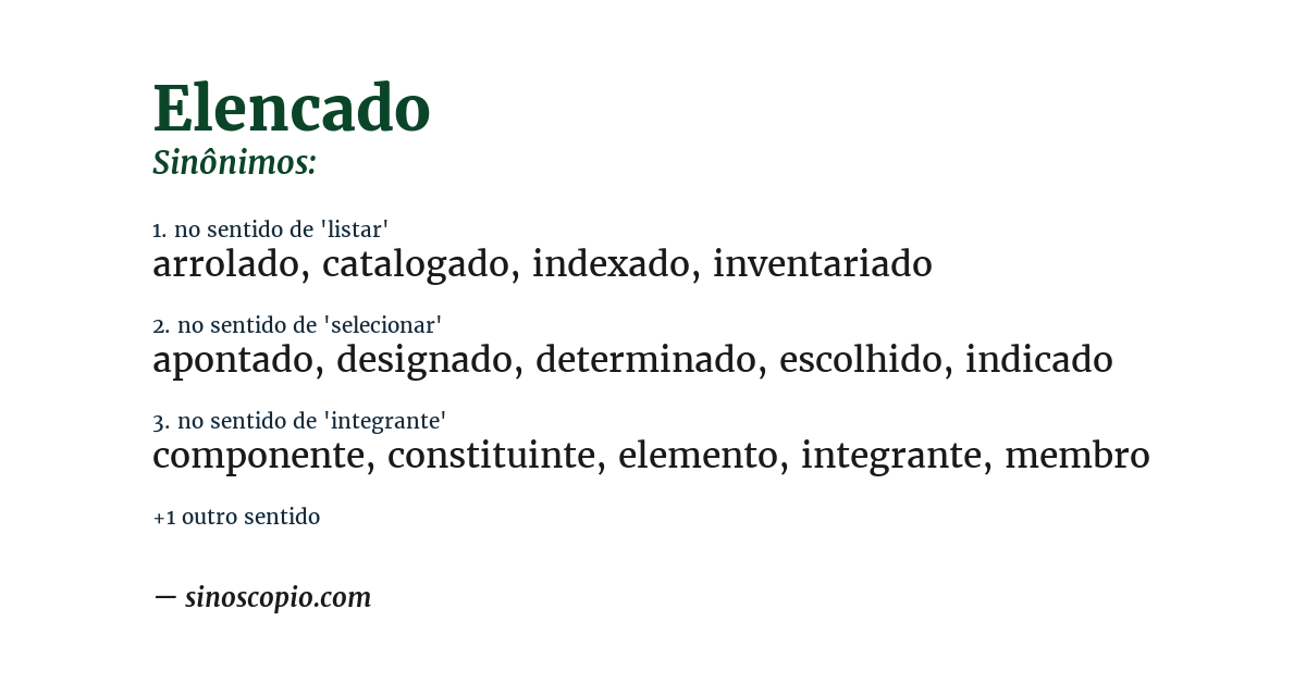 Sinônimo de elencado