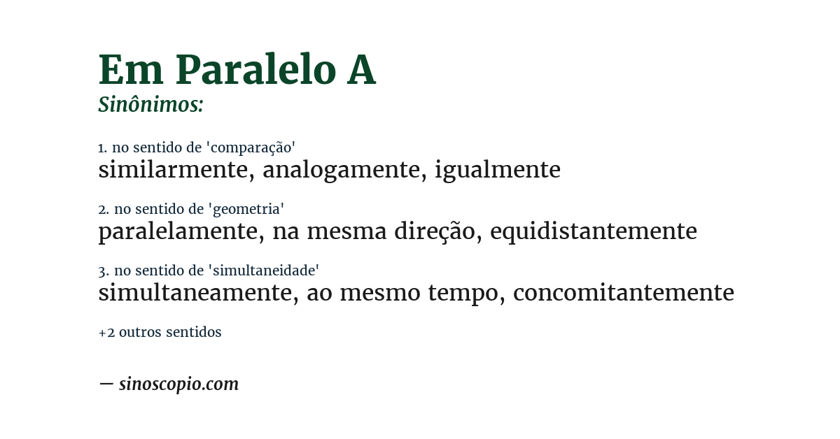 Sinônimo de em paralelo a