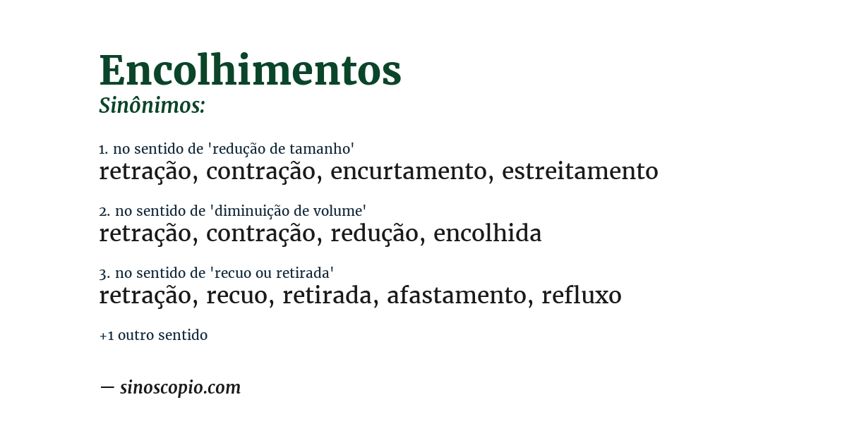 Sinônimo de encolhimentos