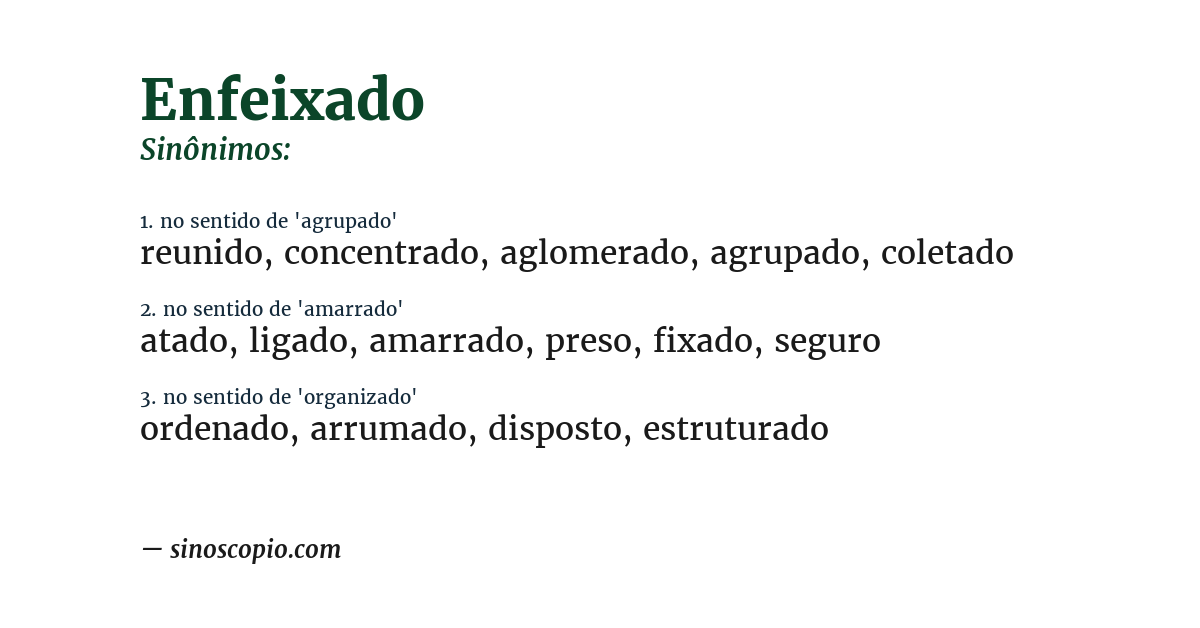 Sinônimo de enfeixado