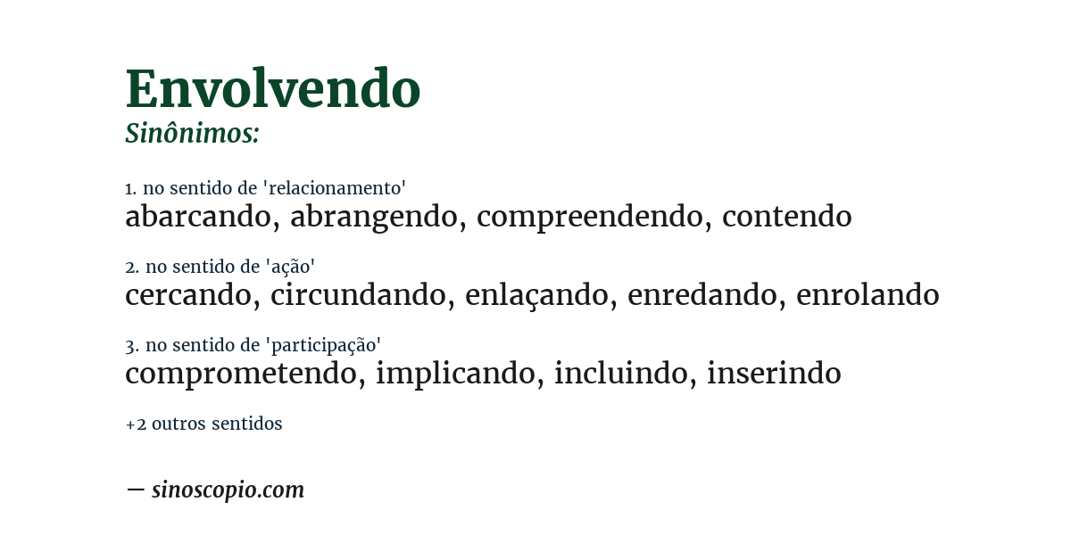 Sinônimo de envolvendo