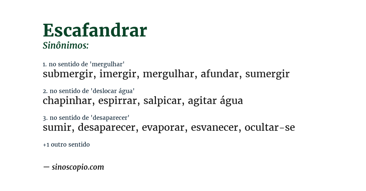Sinônimo de escafandrar