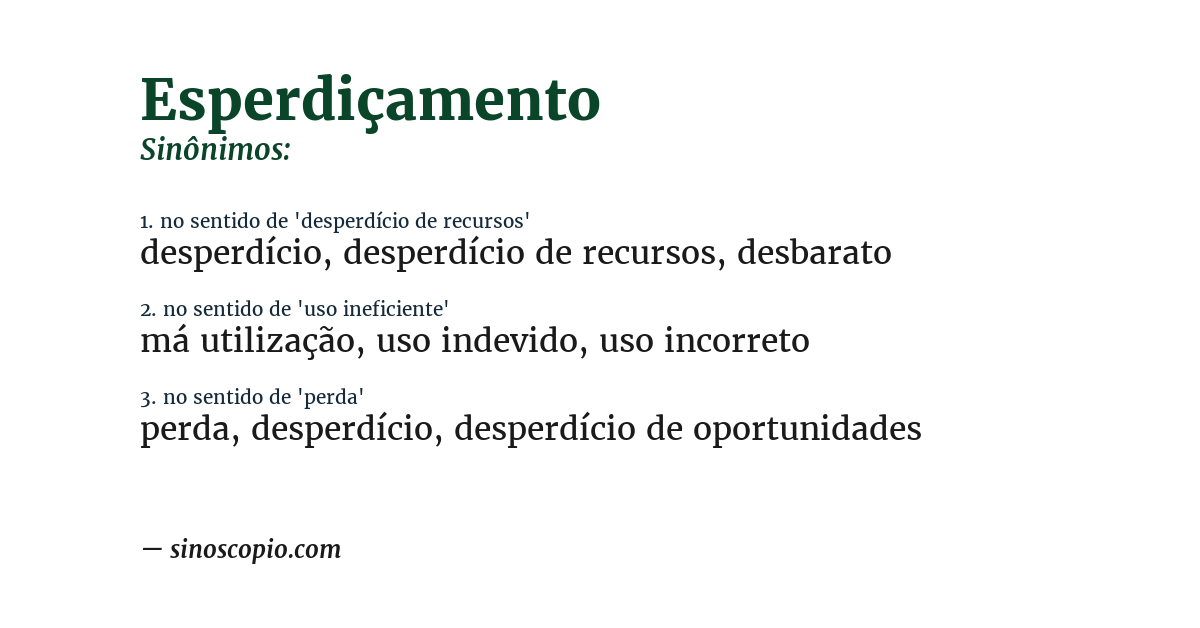 Sinônimo de esperdiçamento