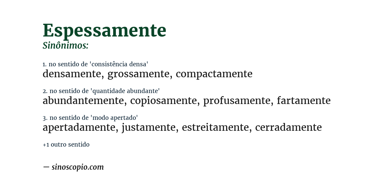 Sinônimo de espessamente