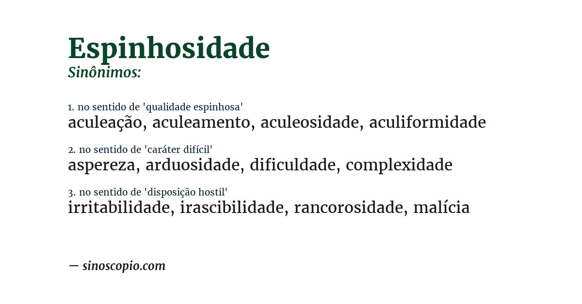 Sinônimo de espinhosidade