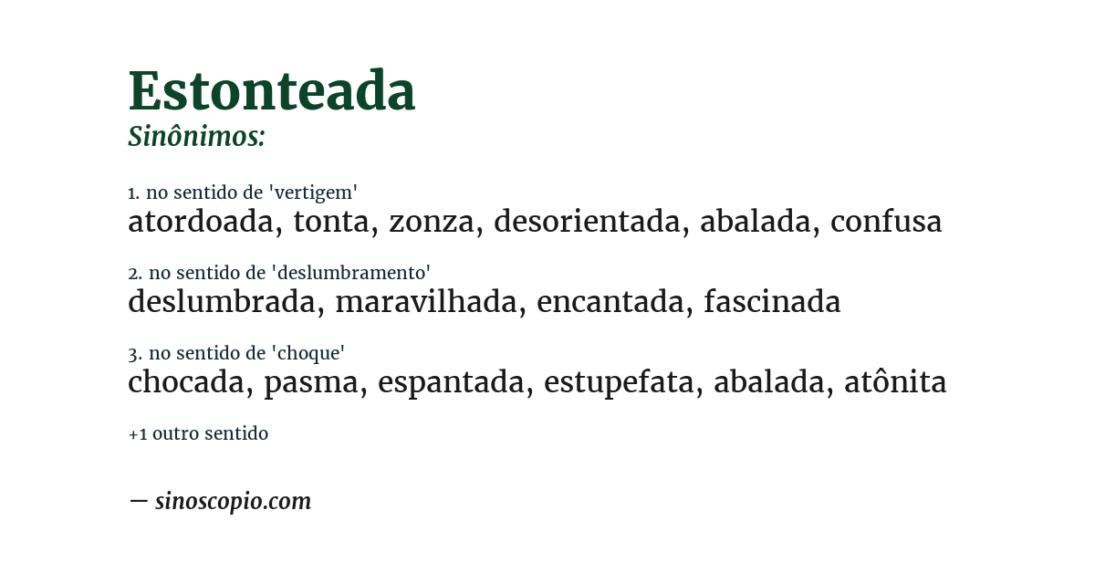 Sinônimo de estonteada