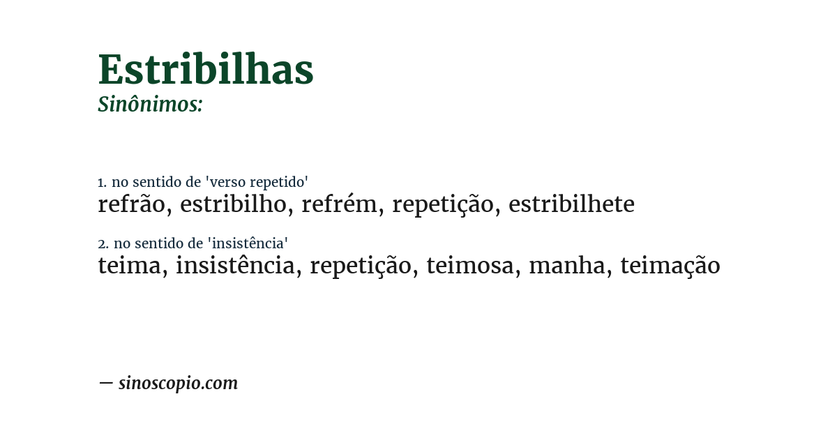 Sinônimo de estribilhas