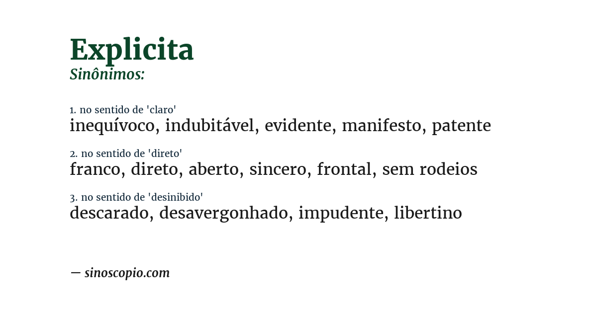 Sinônimo de explicita