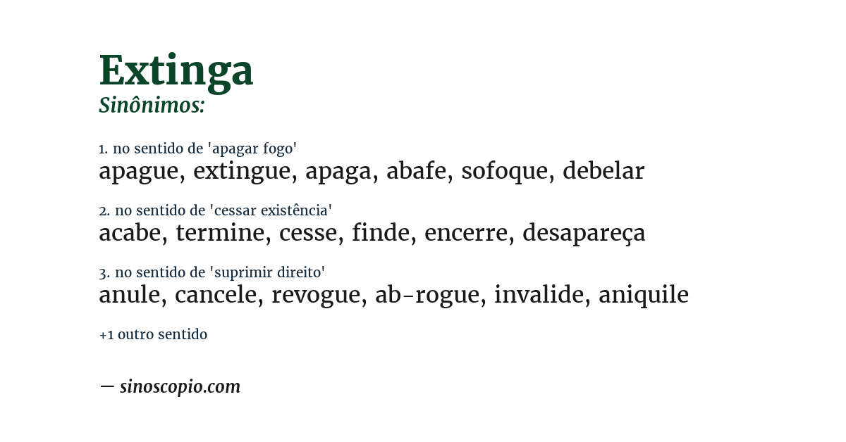 Sinônimo de extinga