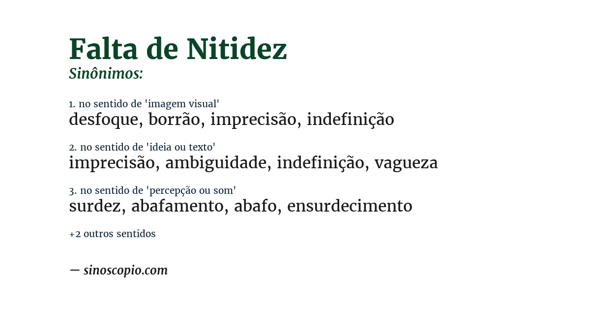 Sinônimo de falta de nitidez