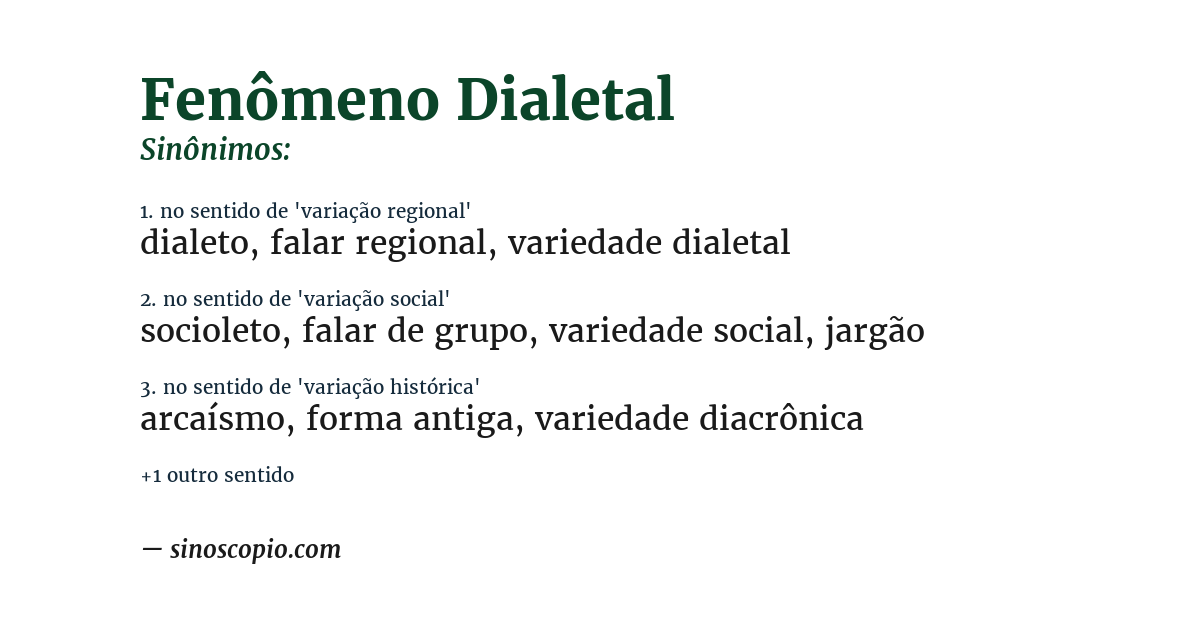Sinônimo de fenômeno dialetal