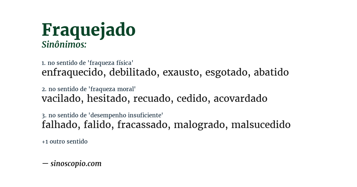 Sinônimo de fraquejado