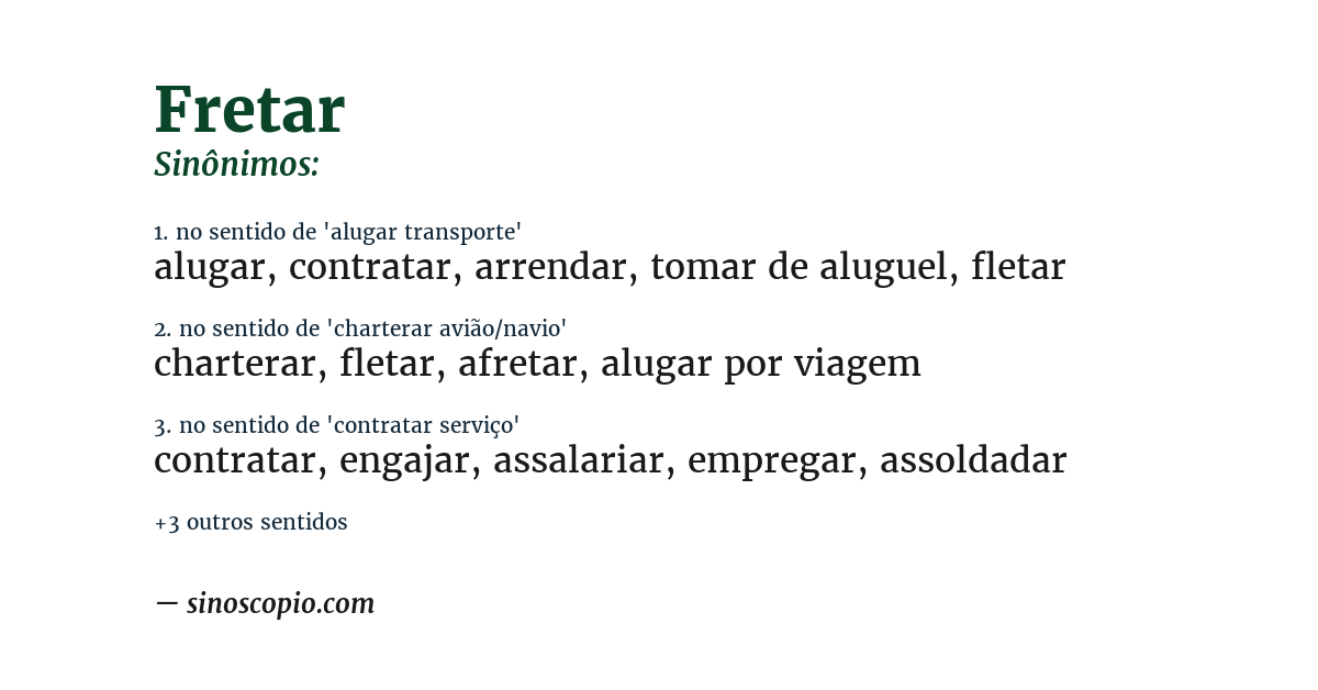 Sinônimo de fretar
