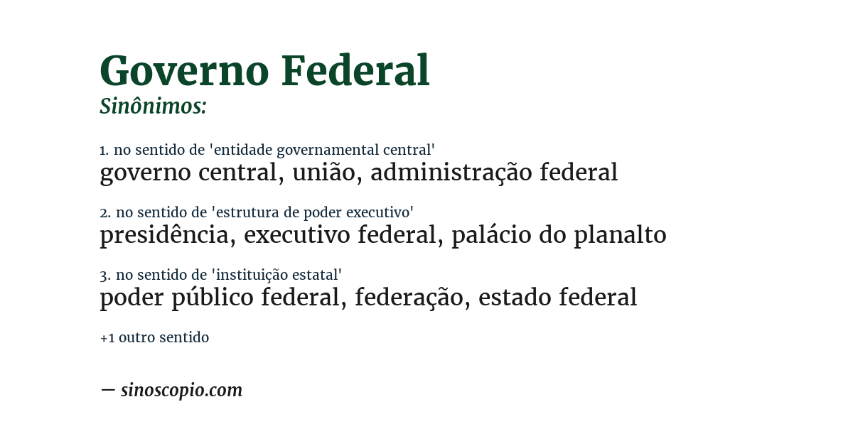Sinônimo de governo federal