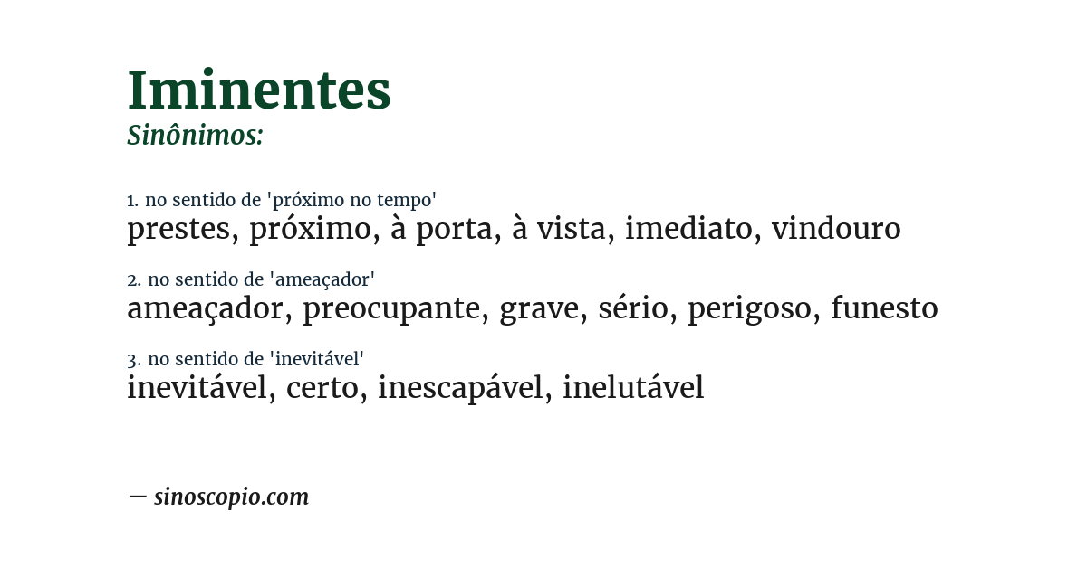 Sinônimo de iminentes
