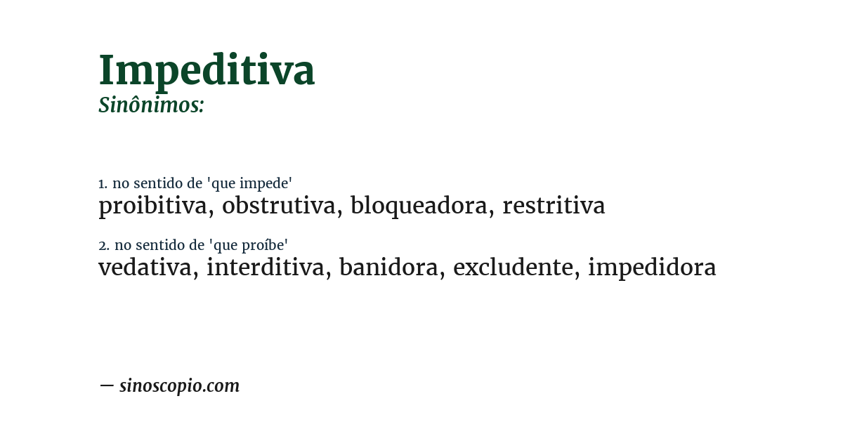 Sinônimo de impeditiva