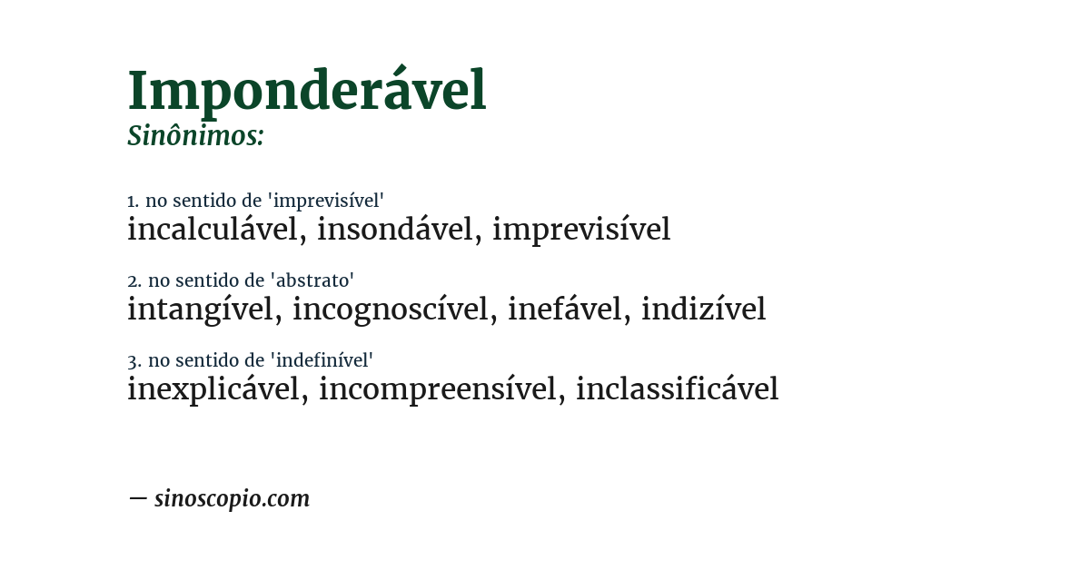 Sinônimo de imponderável