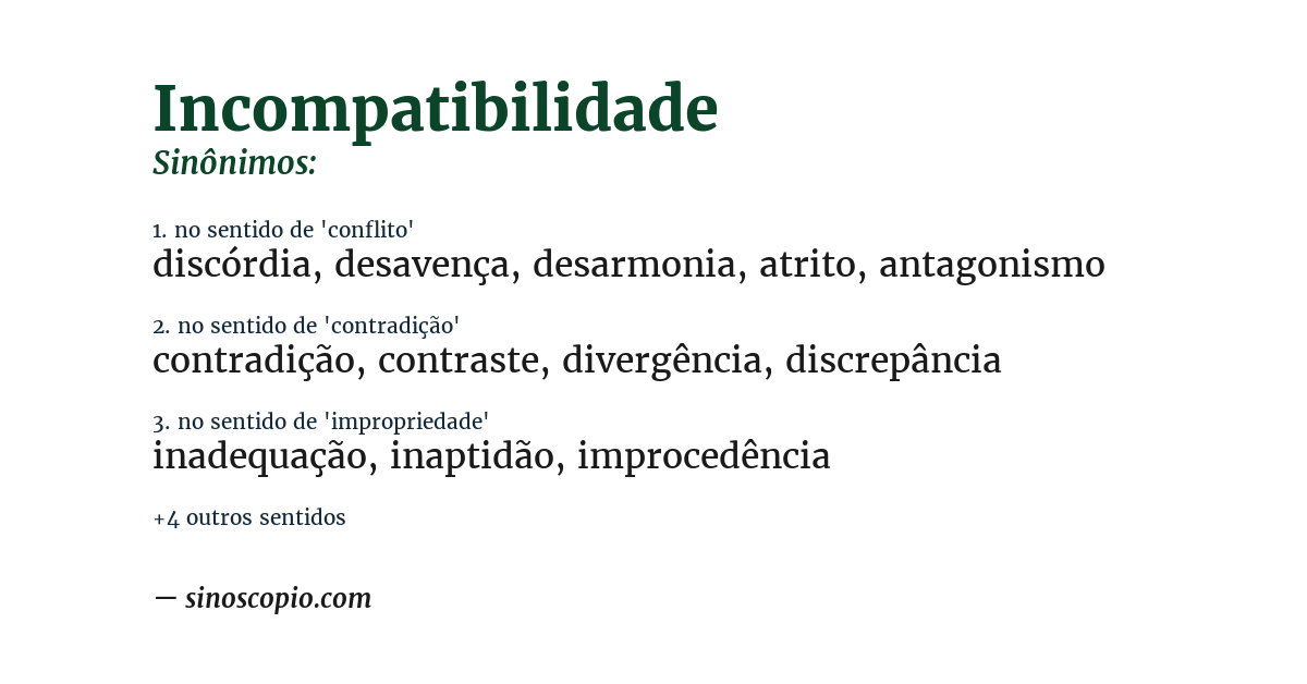 Sinônimo de incompatibilidade