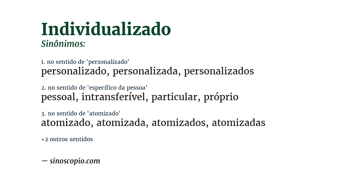 Sinônimo de individualizado