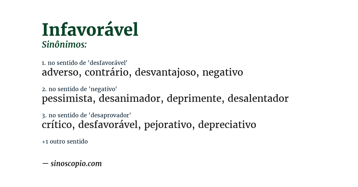 Sinônimo de infavorável
