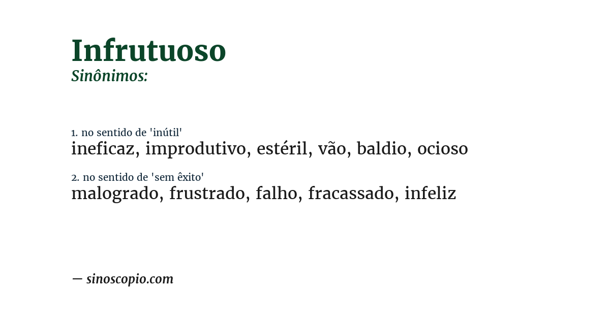 Sinônimo de infrutuoso