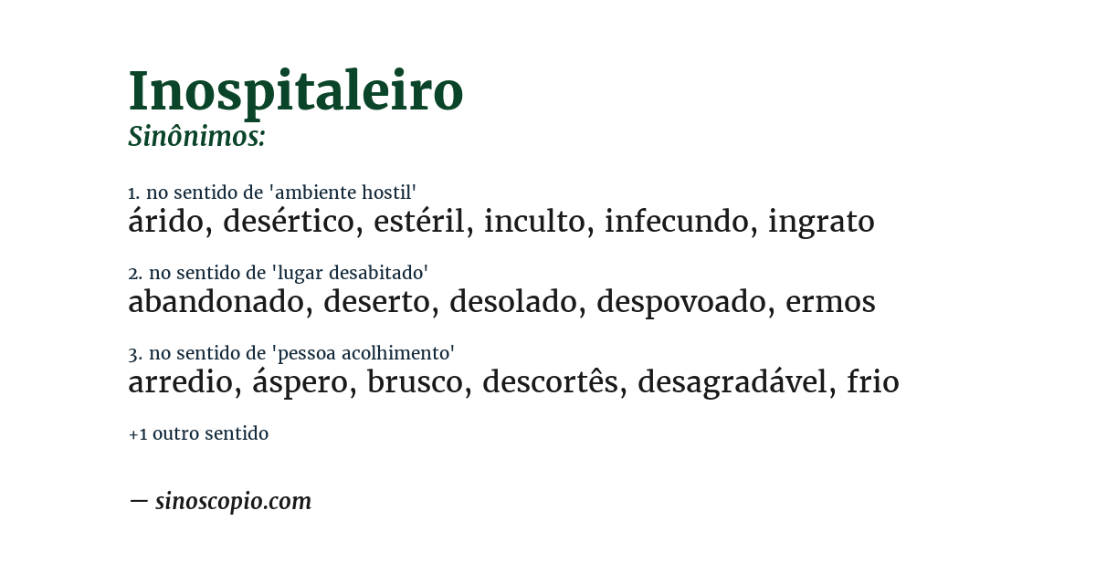 Sinônimo de inospitaleiro