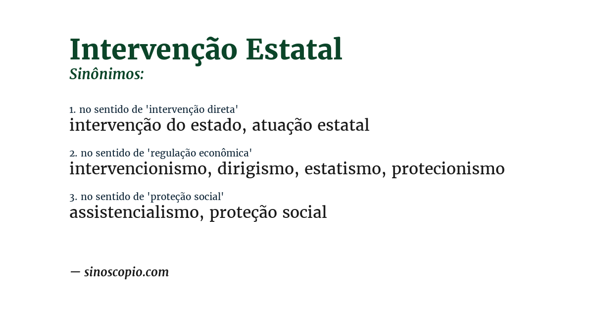 Sinônimo de intervenção estatal