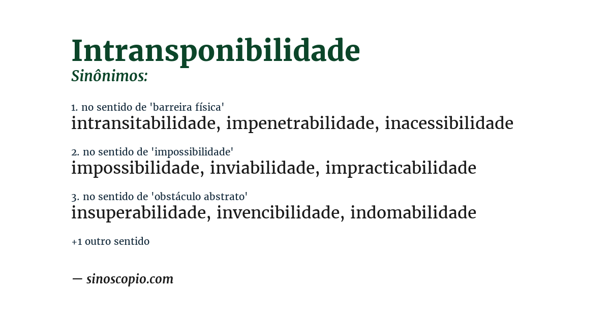 Sinônimo de intransponibilidade