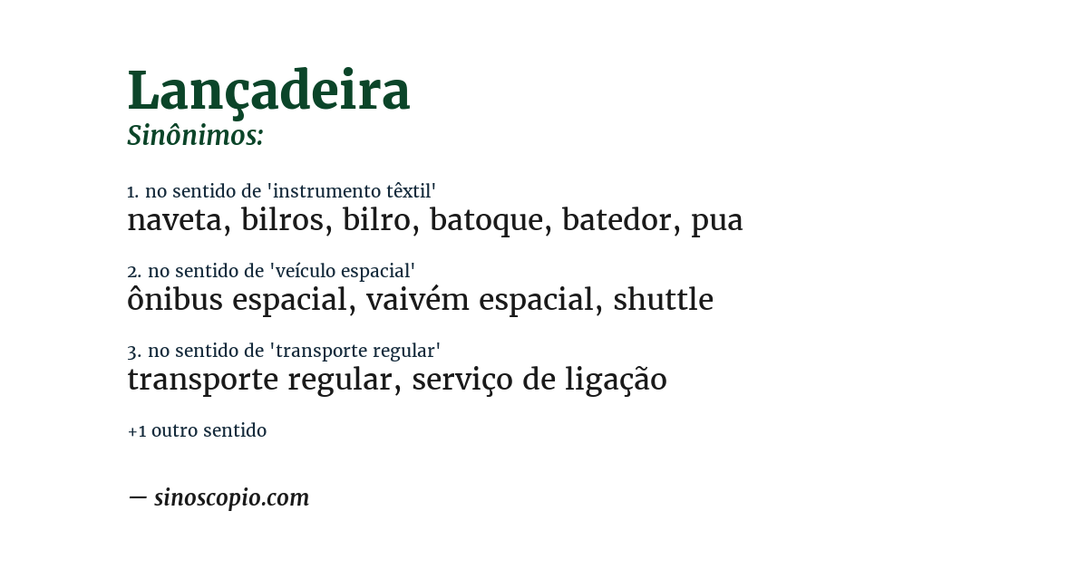 Sinônimo de lançadeira