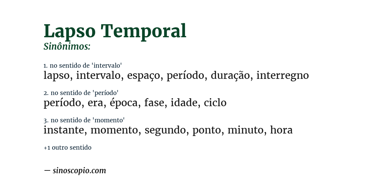 Sinônimo de lapso temporal