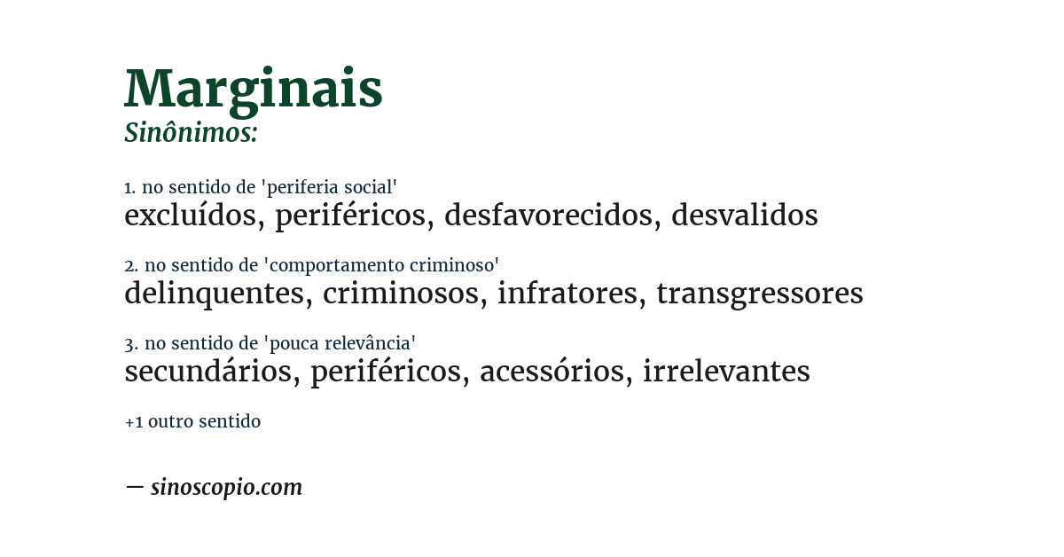 Sinônimo de marginais