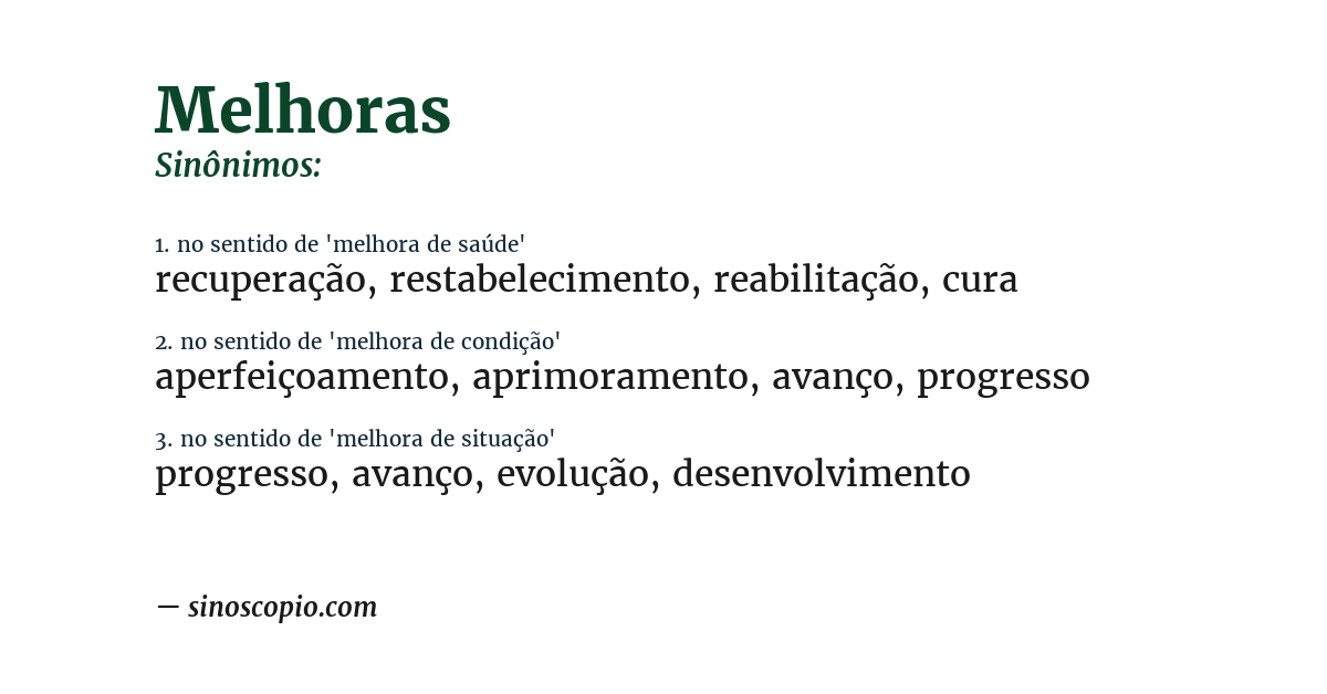 Sinônimo de melhoras