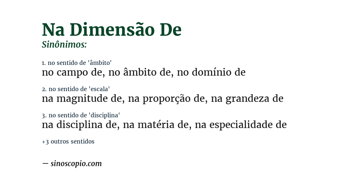 Sinônimo de na dimensão de