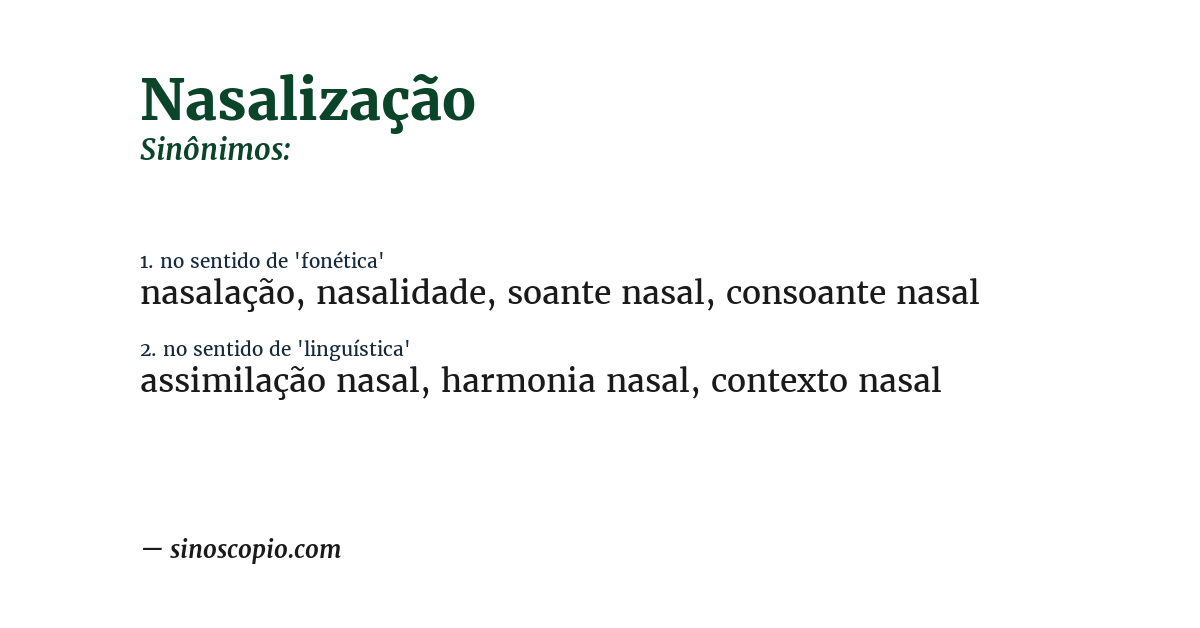 Sinônimo de nasalização