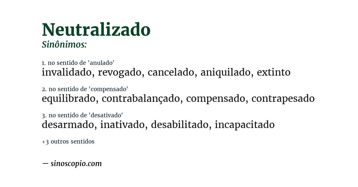 Sinônimo de neutralizado