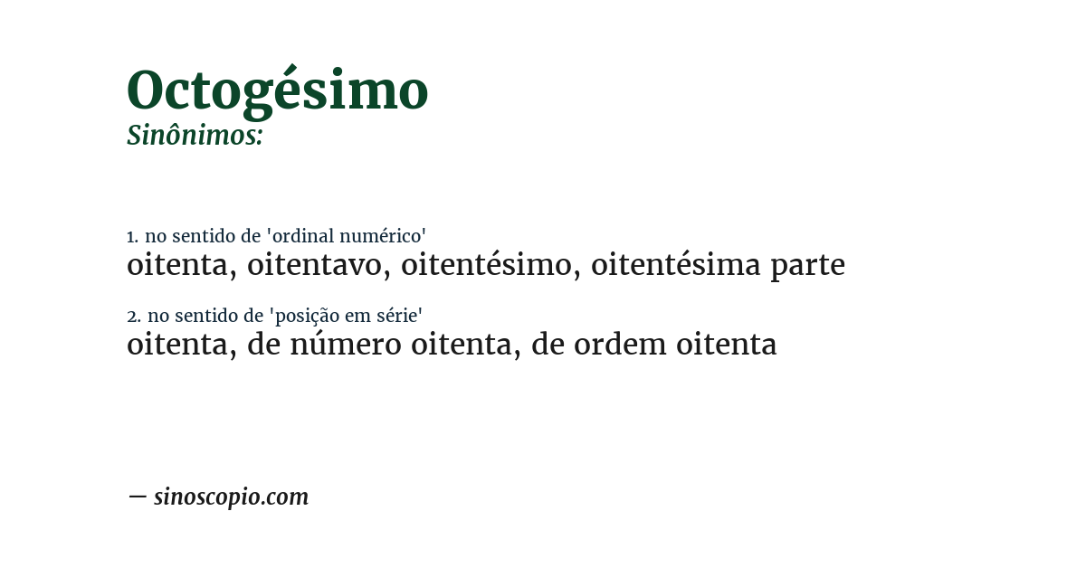 Sinônimo de octogésimo