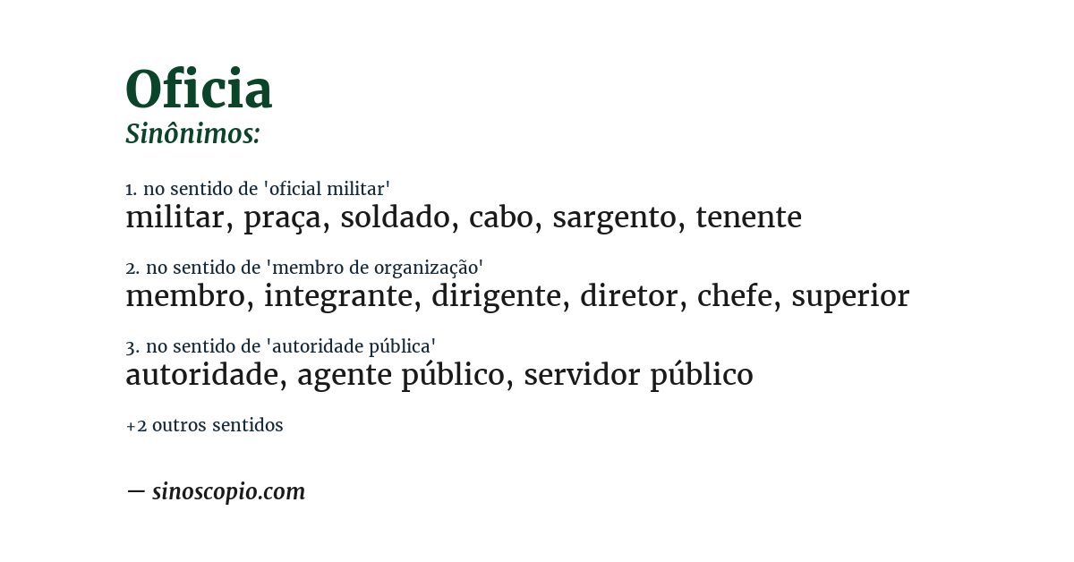 Sinônimo de oficia